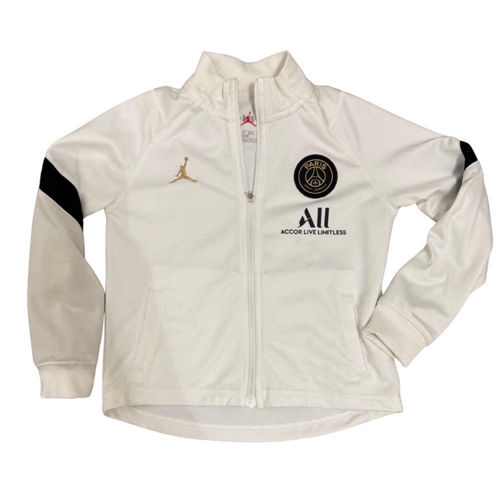 Nike Jordan Kids PSG White Jacket with Black and Gold Accents - 4T